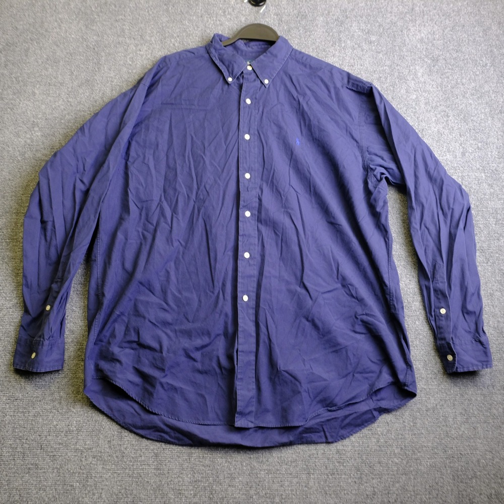 Vintage Raulph Lauren Shirt Mens XL Blue Blake Casual Button Down Long Sleeve